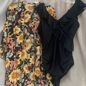 Women’s Black Ruffled One-Piece Swimsuit